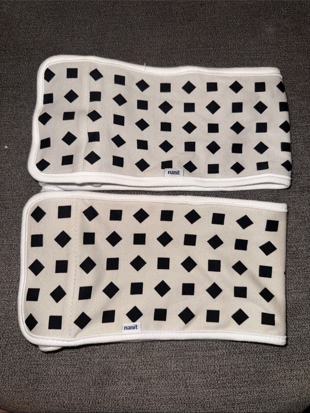 Nanit Black & Gray Patterned Breathing Bands 0-3 month size  (Set of 2)